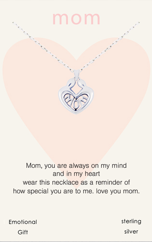 Moms hug silver pendant